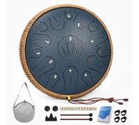 Steel Tongue Drum - 13 Inch 15 Note Tongue Drum, Handpan Musical Instrument for Adults Kids, Steel Drum with Music Book, Steel Drums Instruments with Mallet and Carry Bag, C Major (Navy Blue)