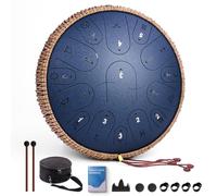 Steel Tongue Drum 13 Inch 15 Notes, C Major 432 Hz Handpan Drum for Adults, Kids, and Beginners, Meditation Gift, with Music Book, Mallets and Carry Bag (Navyblue)