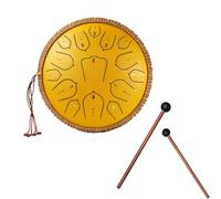 Steel Tongue Drum -13 Inch 15 Notes Steel Handpan Drum Instrument, F Major Hand Pan Percussion Instruments For Adults, Rubber Xylophone Mallet Percussion With Wood Handle(C)