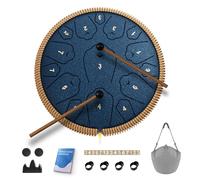 Steel Tongue Drum, 13 Inch 15 Notes Tongue Drums, C Major Drum Percussion Instruments, Handpan Drums with Music Book, Drum Mallets and Carry Bag (Navy Blue)
