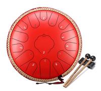 Steel Tongue Drum 13 Inch 15 Tone Tongue Drum Disc Drum, Steel Pan Tones Drum Hand Pan Drum with Fingerpick, and mallets for Meditation Yoga Sound Healing,H
