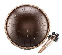 Steel Tongue Drum 13 Inch 15 Tone Tongue Drum Disc Drum, Steel Pan Tones Drum Hand Pan Drum with Fingerpick, and mallets for Meditation Yoga Sound Healing,B