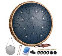 Steel Tongue Drum, 13 Inches 15 Notes Tongue Drum, Steel Drums for Adults, Steel Pan Drum Song Book, Hand Pan Drum Mallets, Handpan C Major (Navy Blue)