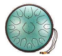 Steel Tongue Drum 14 Inch 15 Note D Key Percussion Instrument Lotus Hand Pan Drum with Ultra Wide Range and Drum Mallets Carry Bag for Kids and Adults