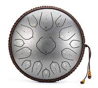 Steel Tongue Drum 14 Inch 15 Note D Key Percussion Instrument Lotus Hand Pan Drum with Ultra Wide Range and Drum Mallets Carry Bag for Kids and Adults