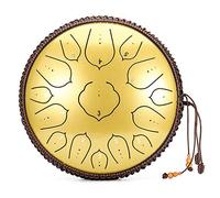 Steel Tongue Drum 14 Inch 15 Note D Key Percussion Instrument Lotus Hand Pan Drum with Ultra Wide Range and Drum Mallets Carry Bag for Kids and Adults