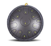 Steel Tongue Drum - 14 Inch 15 Notes Hand Rain Drum, Large Metal Handpan Percussion Instrument For Adults And Kids, Includes Music Book And Mallets(H)