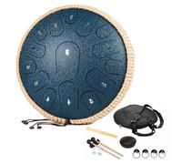 Steel Tongue Drum - 14 Inch 15 Notes Handpan Drum Sets, Steel Hand Pan Percussion Instruments, Handpan Drums Mallets And Carry Bag, D Major(A)