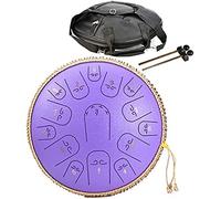 Steel Tongue Drum 14 Inch, 15 Notes Hang Drum Hand Pan Percussion Instrument,With Drum Carry Bag 2 Drumsticks Other Accessories,for Concert Mind Healing Yoga Meditation,E