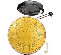 Steel Tongue Drum 14 Inch, 15 Notes Hang Drum Hand Pan Percussion Instrument,With Drum Carry Bag 2 Drumsticks Other Accessories,for Concert Mind Healing Yoga Meditation,D