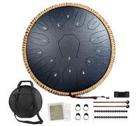 Steel Tongue Drum, 14 Inch 15 Notes Rain Drum for Outside, Hand Pan Drum with Music Book, Mallets and Carry Bag, for Musical Education Meditation Yoga, Gifts for Kids, Adult, Friends (Navy Blue)