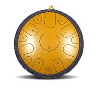 Steel Tongue Drum - 14 Inch 15 Notes Rain Drum, Large Metal Hand Pan Percussion Instrument for Adults and Kids, Includes Music Book and Mallets
