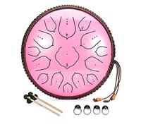 Steel Tongue Drum 14 Inch 15 Pitch Percussion Instrument, Steel Drum Kit With Drumsticks/finger Cots/music Score, a Gift for Beginners And Yoga Lovers (Color : A)