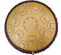 Steel Tongue Drum, 14-inch 15-tone Percussion Hand Pan Drum with Accessories, Suitable for Travel and Cafes (E)