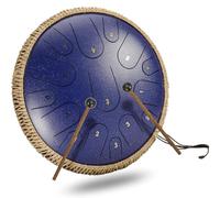 Steel Tongue Drum, 14 Inch Hand Drum, 15-Notes D-tone Ethereal Full Range Percussion Drum with Carry Bags, Mallet, for Beginner and Professional Audio Production