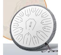 Steel Tongue Drum - 14 Inches 15 Notes Rain Drum -Large Metal Hand Pan Drums For Adults/Kids With Music Book, Handpan Mallets And Carry Bag, C Major Musical Instrument(E)