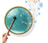 Steel Tongue Drum 15 Inch 21 Notes C Key Percussion Instrument Balmy Drum with Drum Mallets for Meditation Yoga Beginners Majors Family Friends Handpan Drum Green