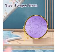 Steel Tongue Drum 15 Inch 21 Notes C Key Percussion Instrument with Drum Mallets for Meditation Yoga Beginners Majors Family Friends Christmas Handpan Drum (Purple)