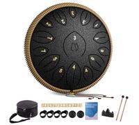 Steel Tongue Drum - 15 Note 12 Inch Tongue Drums - Steel Drum Instruments for Adult - Hand Pan Drum with Music Book, Drum Mallets and Carry Bag, C Major, Black