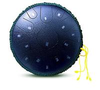 Steel Tongue Drum 15 Note 14 Inches，D Key Concert Percussion Instruments With Waterproof Bag， Music Book， Drum Mallets and Picks，Professional Steel Drums For，Navy Blue-14 inches 15 tones