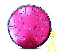 Steel Tongue Drum 15 Note 14 Inches，D Key Concert Percussion Instruments With Waterproof Bag， Music Book， Drum Mallets and Picks，Professional Steel Drums For，Pink-14 inches 15 tones