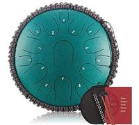 Steel Tongue Drum 15 Notes 13 inch D-Key Handpan Drum Percussion Instrument Tank Drum Meditation Yoga Zen Drum with Mallets Travel Bag for Beginner Music Lovers Gift (Color : Green)
