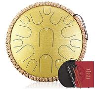 Steel Tongue Drum 15 Notes 13 inch D-Key Handpan Drum Percussion Instrument Tank Drum Meditation Yoga Zen Drum with Mallets Travel Bag for Beginner Music Lovers Gift (Color : Yellow)