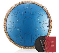 Steel Tongue Drum 15 Notes 13 inch D-Key Handpan Drum Percussion Instrument Tank Drum Meditation Yoga Zen Drum with Mallets Travel Bag for Beginner Music Lovers Gift (Color : Blue)