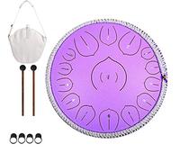 Steel Tongue Drum 15 Notes 14Inches Percussion Instrument,With Rope Decoration And Mallets,Bag, Music Book。Formusicaleducation Concert Mind Healing,Blue