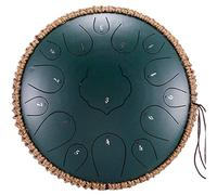 Steel Tongue Drum 15 Notes Dish Shape Drum 12 Inches Manual Percussion For Adult Slit Drums Handpan Drum with Rope Decoration and Mallets, Bag, Music Book