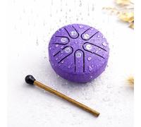 Steel Tongue Drum 3.2 Inch6 Note Rain Drum - Handpan Style Meditation Drum with Mallet, Easy to Play, for Meditation, Yoga & Zen Gifts Purple