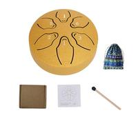 Steel Tongue Drum, 3 Inch 6 Note Mini Drum for Meditation, Hand Tuned Carbon Steel Percussion Instrument with Mallets, Portable Stress Relief Gift for Yoga Office & Outdoor Garden Symphony (Gold)
