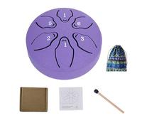 Steel Tongue Drum, 3 Inch 6 Note Mini Drum for Meditation, Hand Tuned Carbon Steel Percussion Instrument with Mallets, Portable Stress Relief Gift for Yoga Office & Outdoor Garden Symphony (Purple)