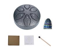 Steel Tongue Drum, 3 Inch 6 Note Mini Drum for Meditation, Hand Tuned Carbon Steel Percussion Instrument with Mallets, Portable Stress Relief Gift for Yoga Office & Outdoor Garden Symphony (Silver)