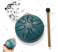 Steel Tongue Drum- 3 Inch 6 Notes Rain Drum for Garden, Waterproof Rain Drum for Outside When It Rains, Mini Hand Yard Rhythm Rain Drum for Outdoor Garden Symphony (Dark Green)