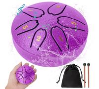 Steel Tongue Drum: 3 Inch 6 Notes Rain Instrument for Outdoor Use, Hang Handpan for Kids, Sound Healing Meditation (Purple)