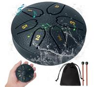 Steel Tongue Drum: 3 Inch 6 Notes Rain Instrument for Outdoor Use, Hang Handpan for Kids, Sound Healing Meditation (Navy Blue)