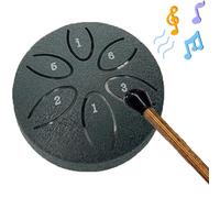 Steel Tongue Drum, 3 inch 6 Tone Pocket Drums Mini Steel Tongue Drum,Promoting Relaxation,Great for Yoga Meditation, Camping, Music Enlightenment (Color : Black)