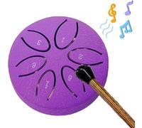 Steel Tongue Drum, 3 inch 6 Tone Pocket Drums Mini Steel Tongue Drum,Promoting Relaxation,Great for Yoga Meditation, Camping, Music Enlightenment (Color : Purple)