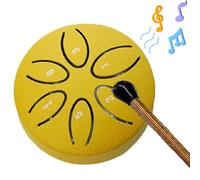Steel Tongue Drum, 3 inch 6 Tone Pocket Drums Mini Steel Tongue Drum,Promoting Relaxation,Great for Yoga Meditation, Camping, Music Enlightenment (Color : Gold)