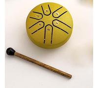 Steel Tongue Drum 3 Inch, Handpan Drum Percussion Instrument for Meditation Entertainment Musical Education Concert Mind Healing Yoga, Percussion Instruments,Hand Pan Drum, Drum Mallets(Golden)