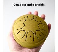 Steel Tongue Drum 4 Inch 8 Notes C Key Percussion Instrument Portable Handpan Drum with Mallets for Music Yoga Meditation Beginners Professionals Family Friends Christmas Gift (Gold)