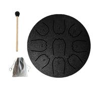 Steel Tongue Drum 4 Inch 9 Notes, Rain Drum Percussion Instrument for Meditation Yoga Music Education Garden Outside Carbon Steel with Bag and Mallets, Musical Gift for Beginners (Black)