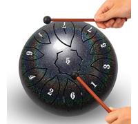 Steel Tongue Drum 6 Inch 11 Notes, C Major Tongue Drum Rain Chime Outside, Chakra Drum for Rain, Rain Drum with mallets for Musical Education Entertainment Zen Meditation Yoga Gifts (Rainbow Black)