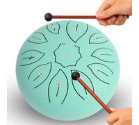 Steel Tongue Drum 6 Inch 11 Notes, C Major Tongue Drum Rain Chime Outside, Chakra Drum for Rain, Rain Drum with mallets for Musical Education Entertainment Zen Meditation Yoga Gifts (malachite)
