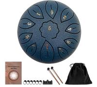 Steel Tongue Drum 6 Inch 11 Notes, G tone Hand Pan Drum with Carry Bag, Music Book, Mallets, Finger Picks & Stickers, Rain Chime Outside for Meditation Yoga Beginner (Blue)