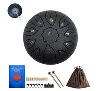 Steel Tongue Drum 6 Inch 11 Notes G Tone Hand Pan Garden Rain Drum Musical Instruments Handpan Drum Percussion Waterproof Rain Chime With Soft Bag Music Book 2 Mallets for Meditation Or Yoga(Black)
