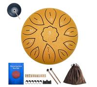 Steel Tongue Drum 6 Inch 11 Notes G Tone Hand Pan Garden Rain Drum Musical Instruments Handpan Drum Percussion Waterproof Rain Chime With Soft Bag Music Book 2 Mallets for Meditation Or Yoga(Gold)