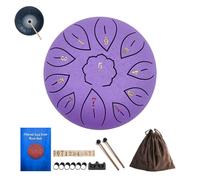 Steel Tongue Drum 6 Inch 11 Notes G Tone Hand Pan Garden Rain Drum Musical Instruments Handpan Drum Percussion Waterproof Rain Chime With Soft Bag Music Book 2 Mallets for Meditation Or Yoga(Purple)