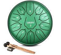 Steel Tongue Drum 6 Inch 11 Notes, LEKATO Steel Drum D Major Beginner Hanpan Drum Percussion for Meditation Yoga Musical Education, Best Gift for Families/Friends, Jade Green